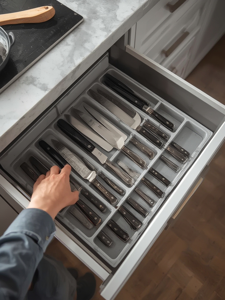 knife organizer in action