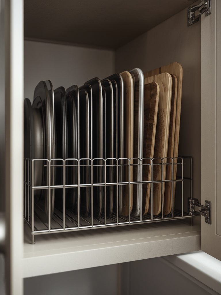 bakeware organizer in action