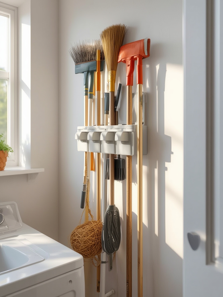 broom holder in action